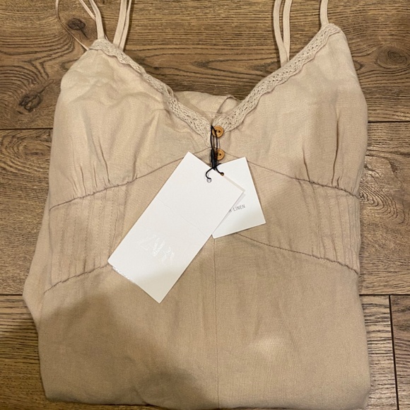 Zara Linen Strappy Midi Dress(M) - Picture 4 of 8